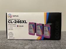 LD INK PODS for Canon CL-246XL 3X Refill Pods 1x Shell High Yield Color 3 Pack picture