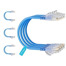 Cat6 Slim Patch Cables 0.5 Feet 10-Pack Blue, Cat6a Patch Cables 10Gbps 550MHz H picture