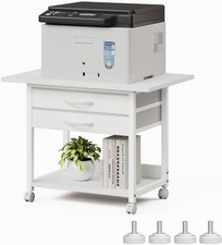Large Printer Stand W/ Storage Fabric Drawer Under Desk Printer Table W/ Wheels picture