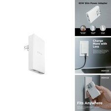 Nomad Slim Power Adapter Dual USB C 65W Wall Charger - White picture