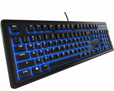 SteelSeries Apex 100 Gaming Keyboard Wired USB Illuminated Blue Backlit Black picture