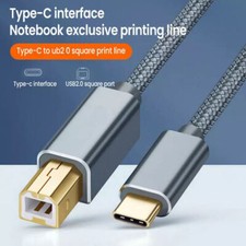 USA USB-C to USB-B 2.0 Cable For Nylon Epson HP Canon Brother Printer Scanner picture