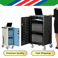 Lockable Steel Charging Cart for Chromebook & Tablet Ventilated Mobile Station picture