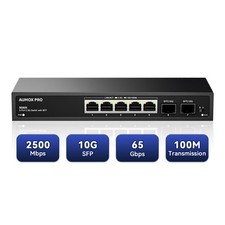 7 Port 2.5Gb Unmanaged Ethernet Switch 5 2.5G BaseT 2 10G SFP 65 Gbps Vlan picture