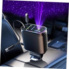 Starlight Retractable Car Charger with Cables, 66W Dual Type C Deep Black picture