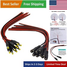 Reliable 18AWG DC Power Pigtail Cables - 10 Pair 2.1x5.5mm for High-Current Use picture