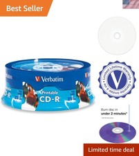CD-R 700MB 52X White Hub Printable Discs, 25 Pack picture