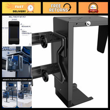 Clamp-On Desk Leg Mount for PC, Adjustable Height, Sturdy Black Support picture