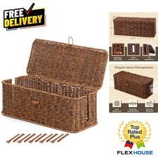Elegant Cord Organizer Hider - Large Brown Faux Rattan Box with Air Ventilation picture