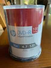 100 HP  DVD-R  16X Blank 4.7GB White Inkjet Printable Discs NEW UNOPENED  picture