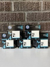 SEALED 5x Genuine OEM HP 56 Black Ink Cartridges (5/16) picture