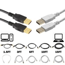 1.5 3 6 10 15FT USB 2.0 Type A Male to Male Data Cable Cord PC Laptop Mac Gold picture