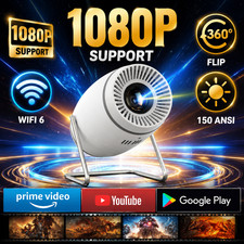 4K Mini Projector LED 1080P WiFi Bluetooth UHD Portable Home Theater picture