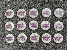 Lot (15) Vintage 80s Macintosh APPLE Computer Mac Logo 1.5” Pin Pins picture