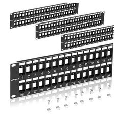 Sokqovt Blank Keystone Patch Panel with Snap-in Design (), Cat6 48 Port 4 Pack picture