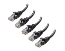 5 Pack 3FT Cat 6 Ethernet Cable 10Gbps Snagless Short Network Cord Black Set picture