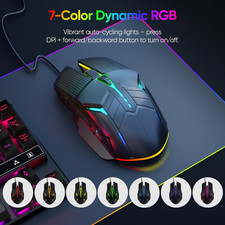 MELOGAGA Wired Gaming Mouse RGB USB Mouse with 4 DPI, 6 Buttons -Black picture