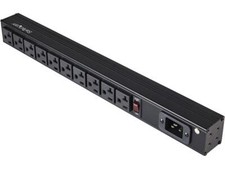 10 Outlet Rack Mount Power Strip 125V/16 Amp, 1U Horizontal 19