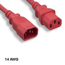 [Lot10] Red 3Ft Heavy Duty Power Extension Cord IEC60320 C13 to C14 14AWG 15A/25 picture