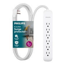 Philips Power Strip 6 Outlets Surge Protector 6ft Braided Cord SPC3054WA/37 picture