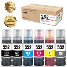 6PK T552 552 Ink Bottles   EcoTank ET-8550 ET-8500 (BK/PBK/C/M/Y/GY) picture
