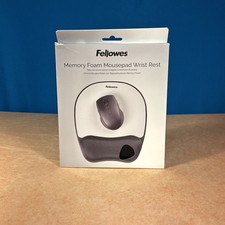 Fellowes Memory Foam Mouse Pad Wrist Rest~Silver Black~Gaming~Ergonomic~NEW picture
