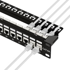 Cat6a Patch Panel 24 Port 10Gbps with RJ45 Keystone Couplers - Easy Installation picture