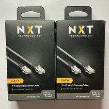 NXT Technologies Cat 6 7' Ethernet Cable Networking Cord Black Lot Of 2 New picture