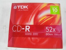 TDK CD-R 52X 80min 700MB Slim Case 10PK New And Factory Sealed picture