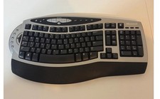 Microsoft Wireless Comfort Keyboard 4000 Model 1045 Ergonomic Silver Black READ picture