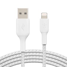 Belkin, BoostCharge Braided Lightning Cable - 6.6ft/2M - MFi 6.6 FT, White picture