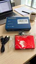 2TB USB-C Portable External HDD Drive USB Interface Red w/ USB Cable & Adapters picture
