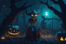 Halloween Devil Pumpkin Face AI Design  Novelty Mouse Pad Stunning Art Work picture