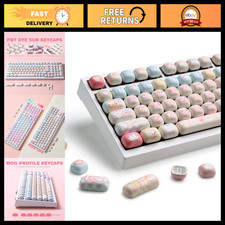 Pink Ice Cream Keycaps Set - Dye-Sub PBT, MOG Profile, Cute Pink Kitten Design picture