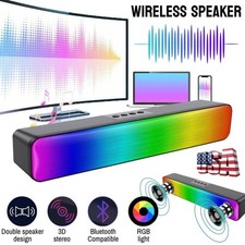 RGB Wireless Speaker Bluetooth-Compatible 3D Stereo Sound Bar High Volume for PC picture