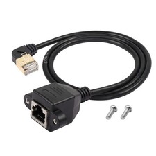 90 Degree Left Angle Cat8 LAN Cable, RJ45 Male to Female Shielded Ethernet Ne... picture
