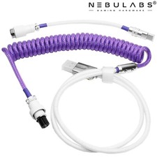 Custom Coiled Aviator GX16 USB-C Mechanical Gaming PC Keyboard Cable - Purple picture