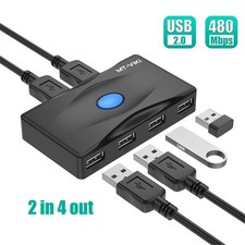 MT-VIKI USB 2.0 Switcher 2 in 4 out Switch 480Mbps Highspeed for Mouse Keyboard picture