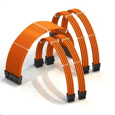 ATX 24-Pin PSU Extension Cable | Braided Sleeved, 30cm, Orange picture