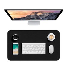 23.6 X 13.8 Black Desk Pad Protector Durable Pvc Leather Double Sided Use picture