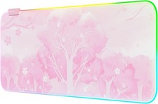 Pink RGB LED Gaming Mouse Pad Sakura XXL Extended Keyboard Desk Mat 800x300x4mm picture