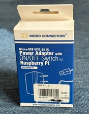 NEW IN BOX: Raspberry Pi Power Adapter (w/ on/off switch)– Micro USB – 5V/2.5A picture