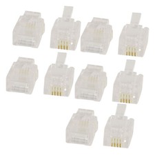 Clear Housing Modular 6P4C RJ11 Telephone Wire Connectors 10 Pieces picture