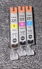 Genuine Canon 221 Ink 3-pk • Magenta • Yellow • Cyan • NEW Sealed picture