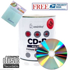 100 Pack Smartbuy 52X CD-R 700MB 80Min Shiny Silver Disc +FREE Micro Fiber Cloth picture