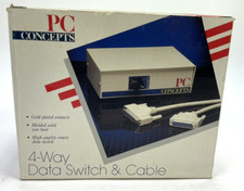 PC Concepts 4 Way Data Switch & 10' Cable NIB picture