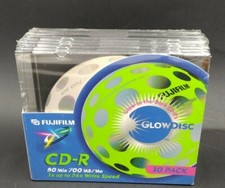Fujifilm CD-R 80 Min 700 MB Glow Disc Glow In The Dark 10 Pack With Cases Sealed picture