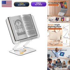 Alitamei Acrylic Book Stand 360° Rotating Base Adjustable Page Clips Foldable picture