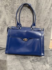 McKlein Leather Winnetka Briefcase Bag Blue 16” W X 12” H X 5” D picture
