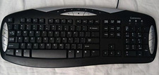 Vintage Gateway SK-9922 Wired PS/2 Keyboard Black/Silver QWERTY English picture
